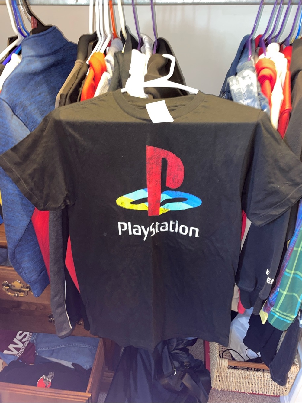 Black T-Shirt with Multicolor PlayStation Logo
